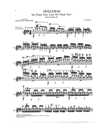 Bach Preludio (Cantata 29) score for Acoustic Guitar