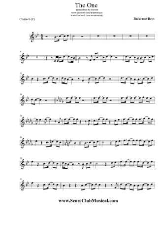 Backstreet Boys The One score for Clarinet (C)