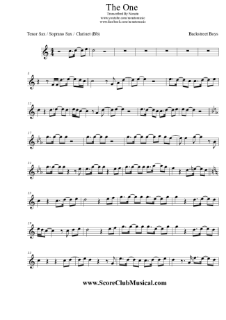 Backstreet Boys The One score for Tenor Saxophone Soprano (Bb)