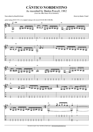 Baden Powell Cântico Nordestino score for Acoustic Guitar