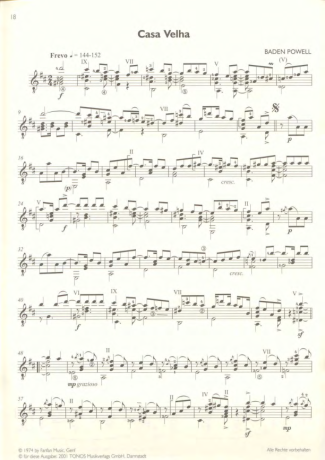 Baden Powell Casa Velha score for Acoustic Guitar