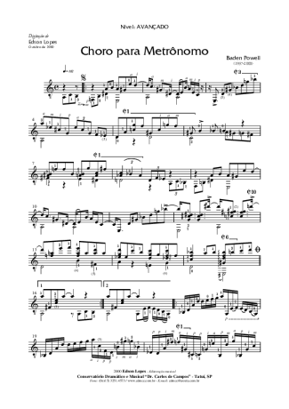 Baden Powell Choro para Metrônomo score for Acoustic Guitar