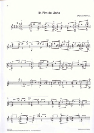 Baden Powell Fim De Linha score for Acoustic Guitar