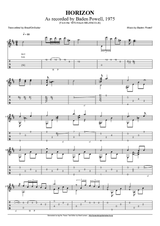 Baden Powell Horizon score for Acoustic Guitar