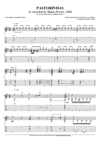 Baden Powell Pastorinhas score for Acoustic Guitar