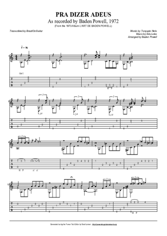 Baden Powell Pra Dizer Adeus score for Acoustic Guitar