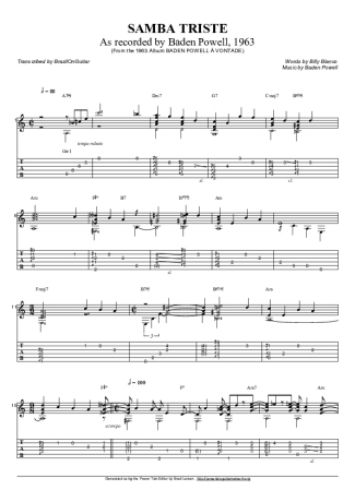 Baden Powell Samba Triste score for Acoustic Guitar