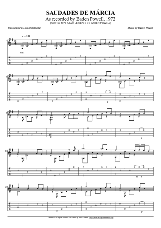 Baden Powell Saudade De Márcia score for Acoustic Guitar