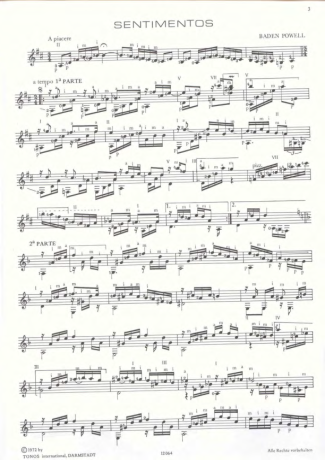 Baden Powell Sentimentos score for Acoustic Guitar