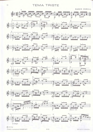 Baden Powell Tema Triste score for Acoustic Guitar