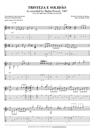 Baden Powell Tristeza E Solidão score for Acoustic Guitar