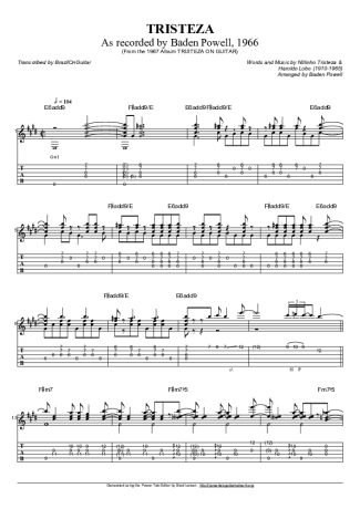 Baden Powell Tristeza score for Acoustic Guitar
