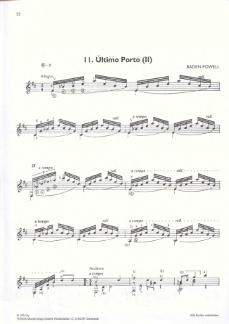 Baden Powell Último Porto (II) score for Acoustic Guitar