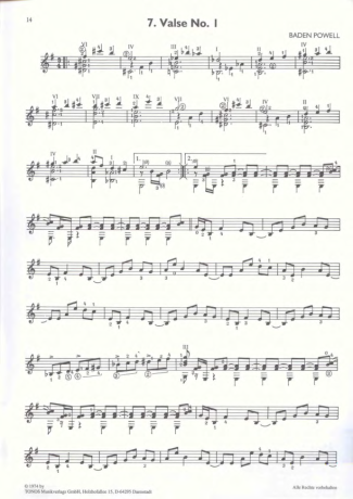 Baden Powell Valse No 1 score for Acoustic Guitar