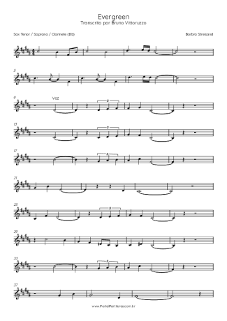 Barbra Streisand  score for Tenor Saxophone Soprano (Bb)