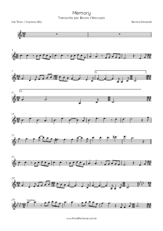 Barbra Streisand Memory score for Tenor Saxophone Soprano (Bb)