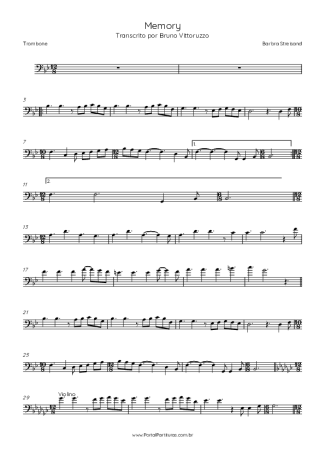 Barbra Streisand Memory score for Trombone