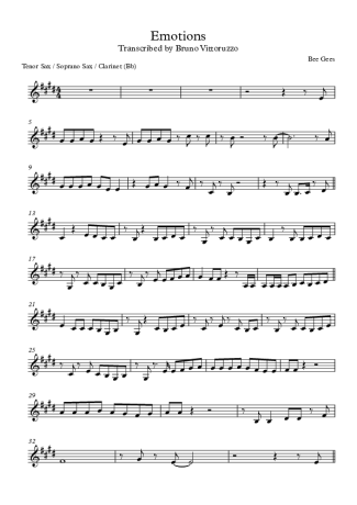 Bee Gees Emotions score for Clarinet (Bb)