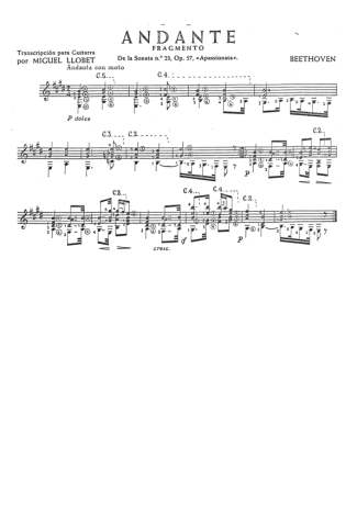 Beethoven Andante (fragmento Da Sonata Nº23 Op 57) score for Acoustic Guitar