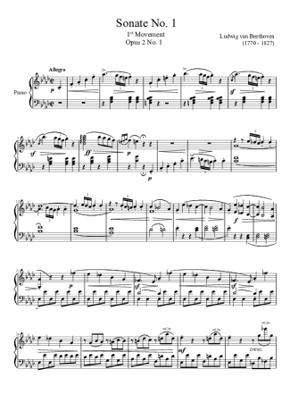 Beethoven Sonata No 1 score for Piano