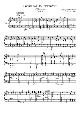 Beethoven Sonata No 15 3rd Movement score for Piano