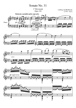 Beethoven Sonata No. 31 1st Movement score for Piano