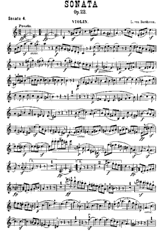 Beethoven Violin Sonata No. 4 score for Violin
