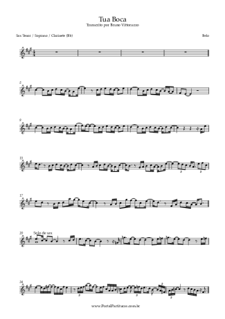 Belo  score for Tenor Saxophone Soprano (Bb)