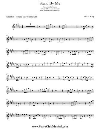 Ben E. King Stand By Me score for Tenor Saxophone Soprano (Bb)