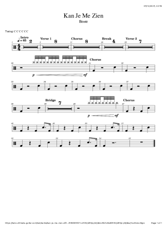 Bente Kan Je Me Zien score for Drums