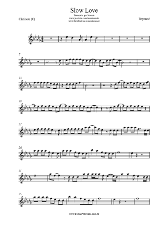 Beyoncé Slow Love score for Clarinet (C)
