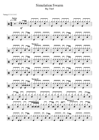 Big Thief Simulation Swarm score for Drums