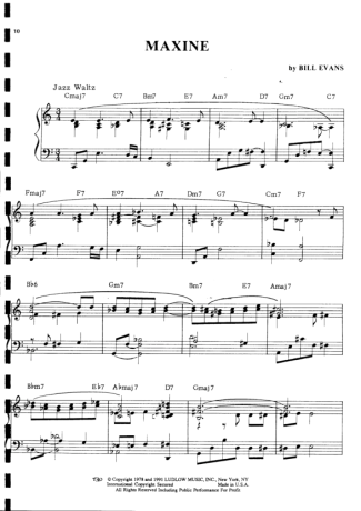 Bill Evans Maxine score for Piano
