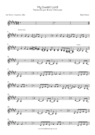 Billy Preston  score for Tenor Saxophone Soprano (Bb)