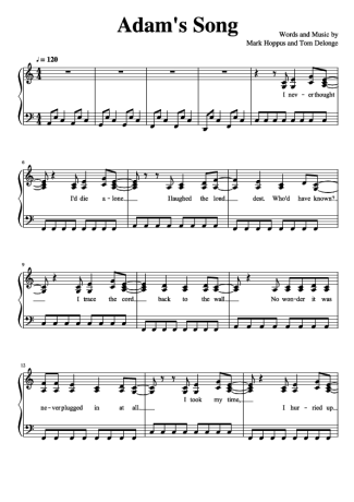 Blink 182 Adams Song score for Piano