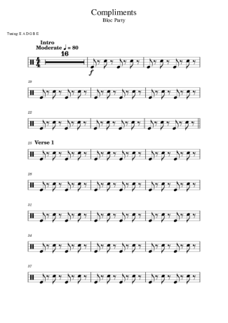 Bloc Party  score for Drums