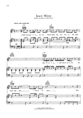 Bob Dylan  score for Piano