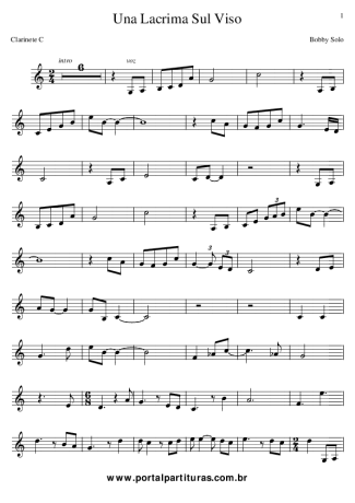 Bobby Solo Una Lacrima Sul Viso score for Clarinet (C)