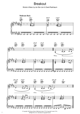 Bon Jovi Breakout score for Piano