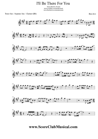 Bon Jovi I´ll Be There For You score for Clarinet (Bb)