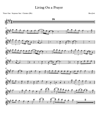 Bon Jovi  score for Tenor Saxophone Soprano (Bb)