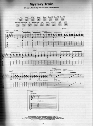 Bon Jovi Mystery Train score for Guitar