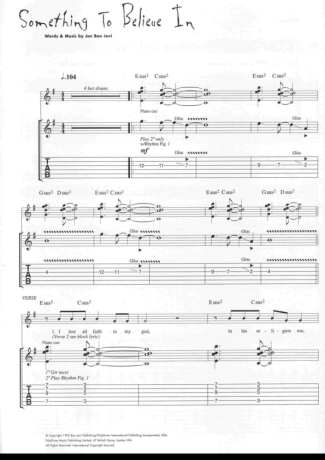 Bon Jovi Something To Believe In score for Guitar