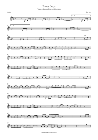 Bon Jovi These Days score for Violin