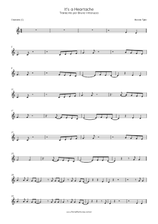Bonnie Tyler It´s A Heartache score for Clarinet (C)