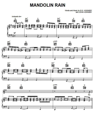 Bruce Hornsby Mandolin Rain score for Piano
