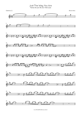 Bruno Mars Just The Way You Are score for Clarinet (C)