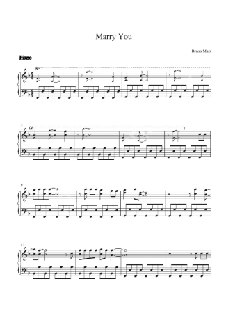 Bruno Mars Marry You score for Piano