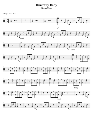 Bruno Mars  score for Drums