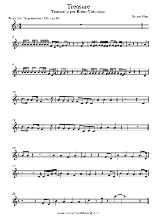 Bruno Mars  score for Clarinet (Bb)